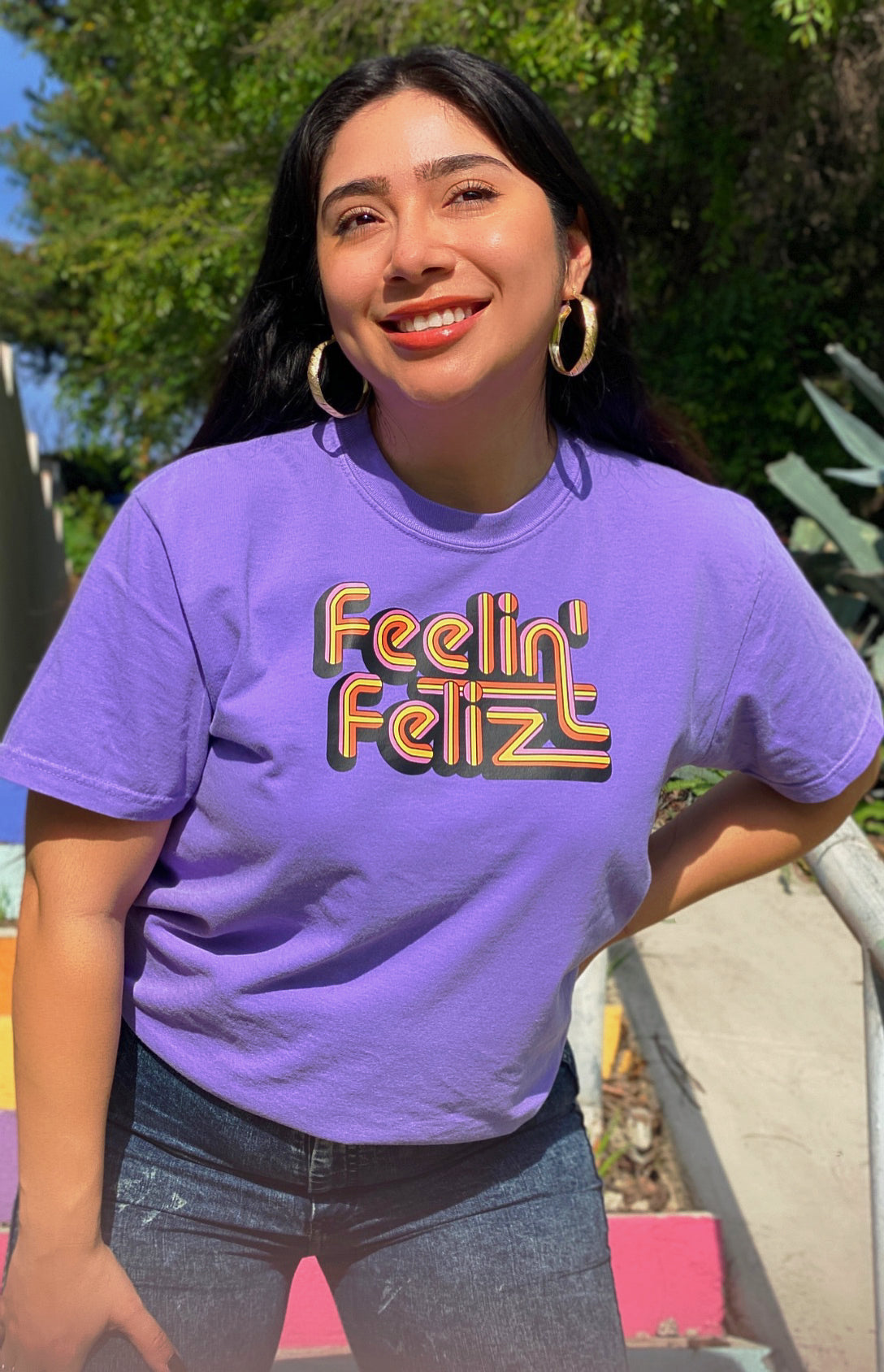 Unisex Violet Feelin Feliz Pigment Tee